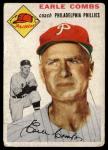 1954 Topps Earle Combs Phillies Baseball Card