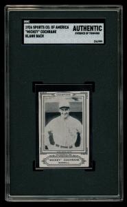 1926 Mickey Cochrane Blank Back Sports Card