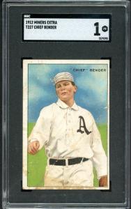 1912 T227 Chief Bender Baseball Card SGC 1