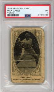 1922 Max Carey Neilson's Chocolate Baseball Card
