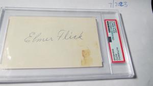 Elmer Flick Signed Index Card PSA Graded