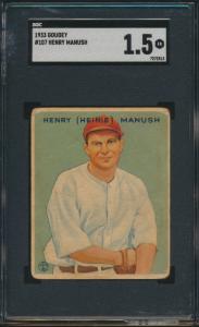 1933 Goudey Baseball #107 Heinie Manush Card