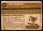 1960 Topps Bobby Richardson Yankees Card #405