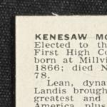 Kenesaw M Landis 1950 Callahan Baseball Card