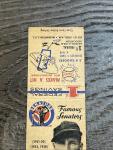 1959 Famous Senators Goose Goslin Matchbook Cover