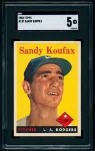 1958 Topps Sandy Koufax HOF #187 SGC 5