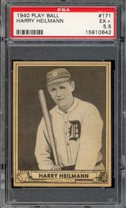 1940 Play Ball Baseball Harry Heilmann Card PSA 5.5