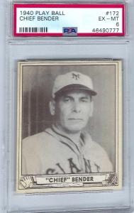 1940 Play Ball Chief Bender Card #172 PSA 6