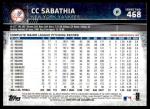 2015 Topps CC Sabathia Yankees Baseball Card
