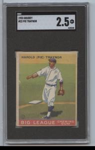1933 Goudey Pie Traynor #22 Baseball Card