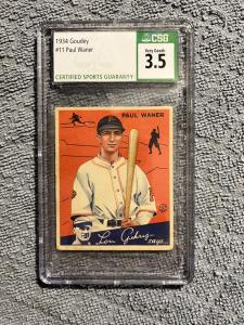 1934 Goudey Paul Waner Card #11 CSG 3.5