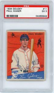 1934 Goudey Paul Waner #11 Card PSA 5