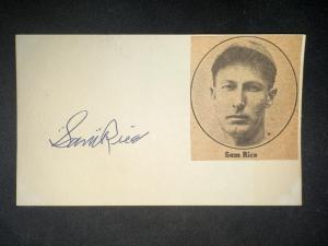 Sam Rice Signed 3x5 Card - Senators HOF