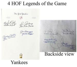 New York Yankees Legends Autographed Ink Cards