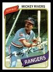 Mickey Rivers 1980 Topps #485 Texas Rangers Card