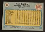 1982 Fleer Ron Guidry Yankees Baseball Card #38