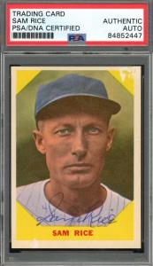 Sam Rice Autographed 1960 Fleer PSA DNA Card