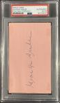 George Sisler Autographed PSA Authentic Index Card