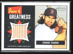 Johnny Damon 2005 Bowman Heritage Bat Card