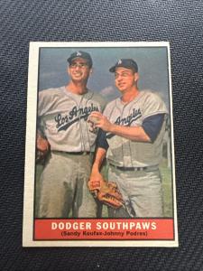 1961 Topps Sandy Koufax & Johnny Podres Card