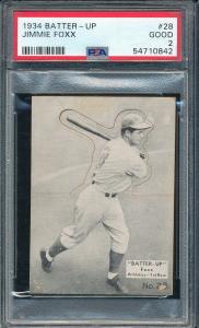 1934 Batter-Up Jimmie Foxx #28 Red Sox Card