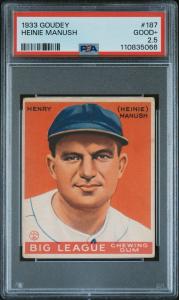 1933 Goudey Heinie Manush HOF Card #187