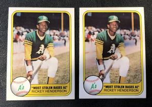 Rickey Henderson 1981 Fleer Baseball Cards - Lot of 2