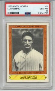 1985 Topps Woolworth Lou Gehrig Card PSA 10