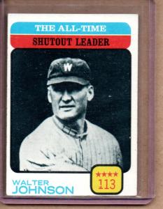 1973 Topps Walter Johnson Shutout Leader #476