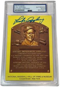 Luke Appling HOF Plaque Card PSA Autograph