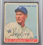 1933 Sam Rice Signed Goudey Baseball Card