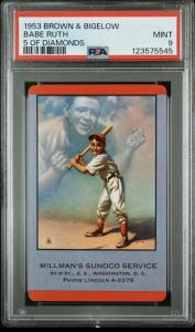 1953 Babe Ruth Brown Bigelow 5 Diamonds PSA 9
