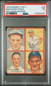 1935 Goudey 4-in-1 McHaffey, Foxx, Williams, Higgins Card