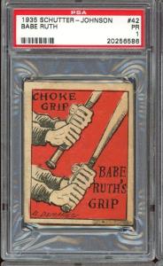 1935 Babe Ruth Schutter-Johnson Card #42 - PSA 1