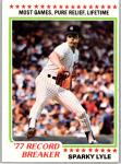 1978 Topps Sparky Lyle New York Yankees Card