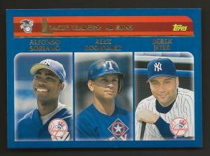 2003 Topps #338 Soriano, Rodriguez, Jeter AL Leaders