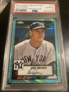 2021 Topps Chrome Lou Gehrig Aqua Wave Refractor