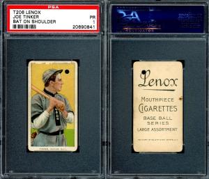 1909 T206 Joe Tinker Bat Off Shoulder Card