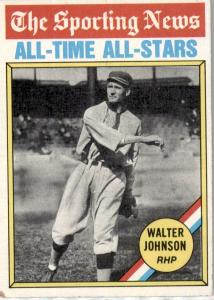 1976 Topps Walter Johnson All-Time All-Stars Card