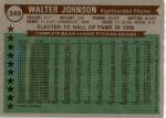 1976 Topps Walter Johnson All-Time All-Stars Card