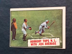 1961 Topps Rogers Hornsby #404 .424 Average Card
