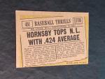 1961 Topps Rogers Hornsby #404 .424 Average Card