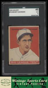 1933 Goudey Mickey Cochrane #76 Sports Card