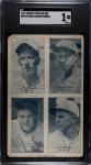 1937 Exhibits Four-On-One Hall of Famers Card