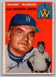 1954 Topps Heinie Manush Senators Card #187