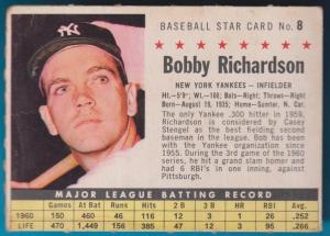 1961 Post Cereal Bobby Richardson Yankees Card