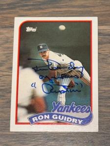 Ron Guidry Yankees 1989 Topps Autographed Card