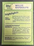 1982 Topps Willie Randolph Baseball Card #570 Yankees