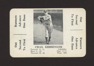 1936 S&S Game Charlie Gehringer Card