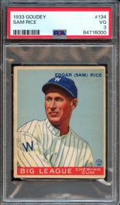 1933 Goudey Sam Rice #134 Sports Card